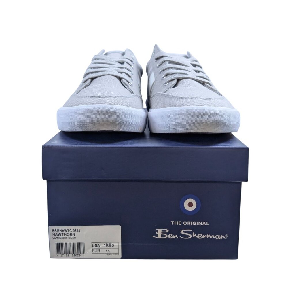 Ben Sherman Mens 10 D Hawthorn Canvas Sneakers Glacier White Beige BSMHAWTC-0813